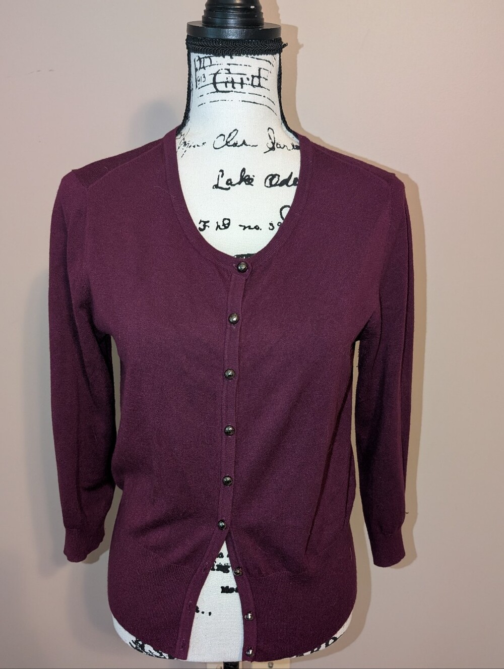EVIE Deep Plum Button-Front Cardigan
